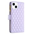 For Apple iPhone 14 Diamond Quilted Leather Zipper Wallet Flip Protective Case Cover – Purple Online Hot Sale