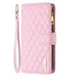 For Apple iPhone 14 Pro Max Diamond Quilted Leather Zipper Wallet Flip Protective Case Cover – Rose Gold on Sale