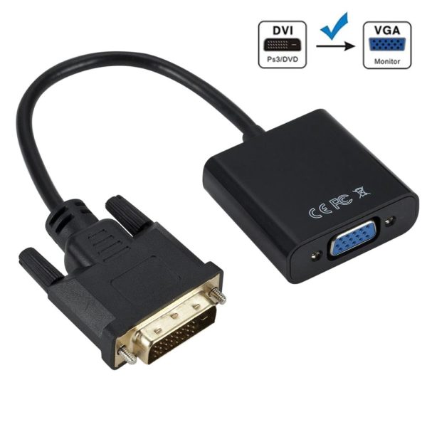 DVI to VGA Adapter, 1080p DVI-D 24+1 Pin Male to VGA 15Pin Female Active Cable Adapter Converter For Sale