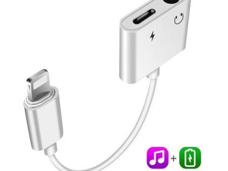 2 in 1 Dual Lightning Adapter & Splitter, Replacement iPhone Dongle Converter Cable Headphone Music+Charge+Call+Volume Control Compatible for iPhone 14 13 12Pro 11 XS XR X 8 7 iPad Sale